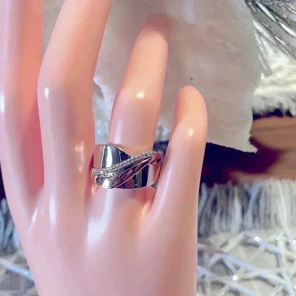 Unisex 14k Rose Gold 925 Silver Diamond Ring - Picture 10 of 10